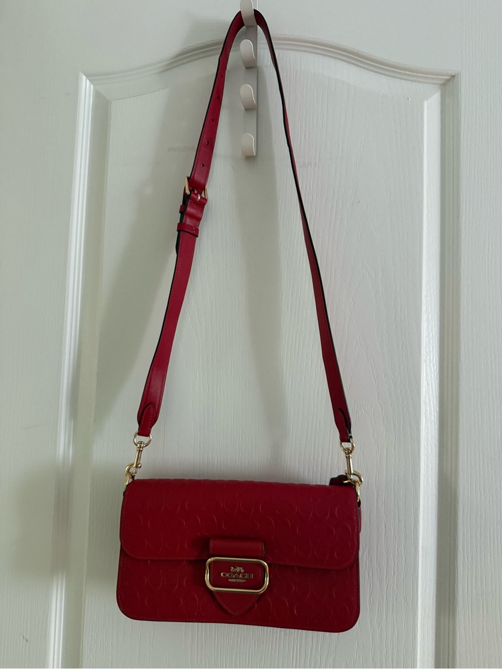 Coach Morgan NWOT Red Signature Leather Shoulder Bag - Picture 6 of 7